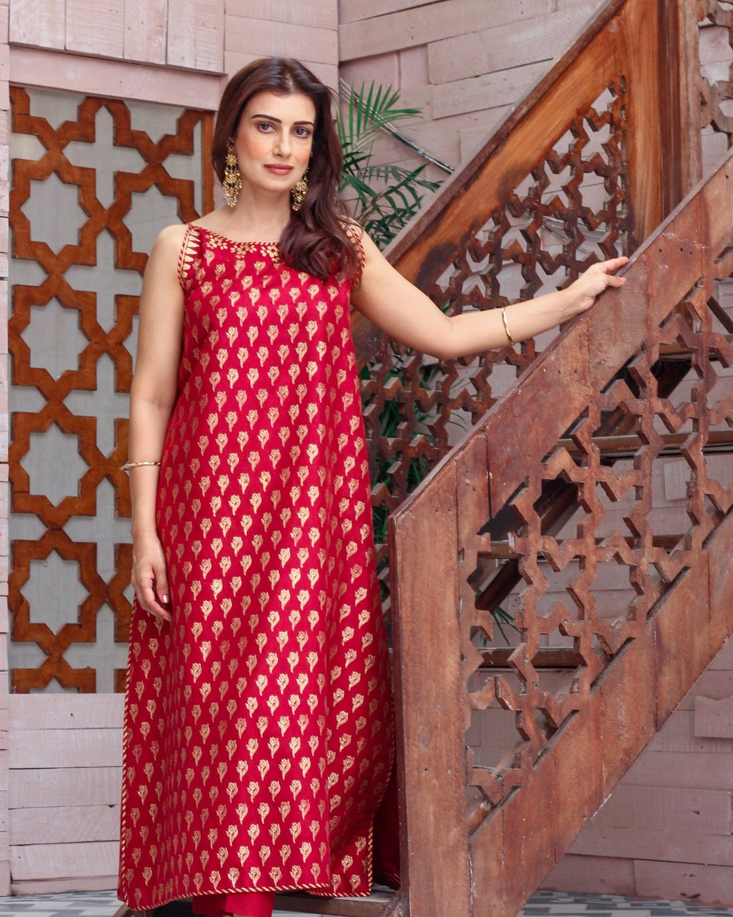 Red And Gold Shirt With Pants