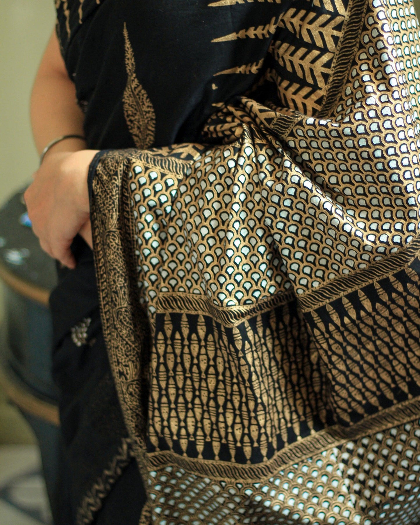 Black and Gold Sari